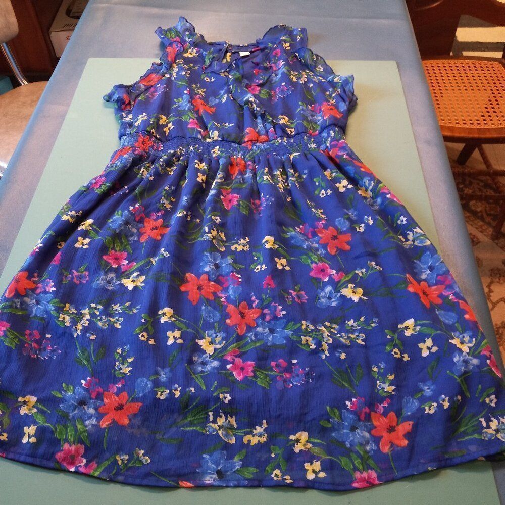 Old Navy Lg Floral DesignV Neck Sleeveless Elastic Waist Lined Midi Dress